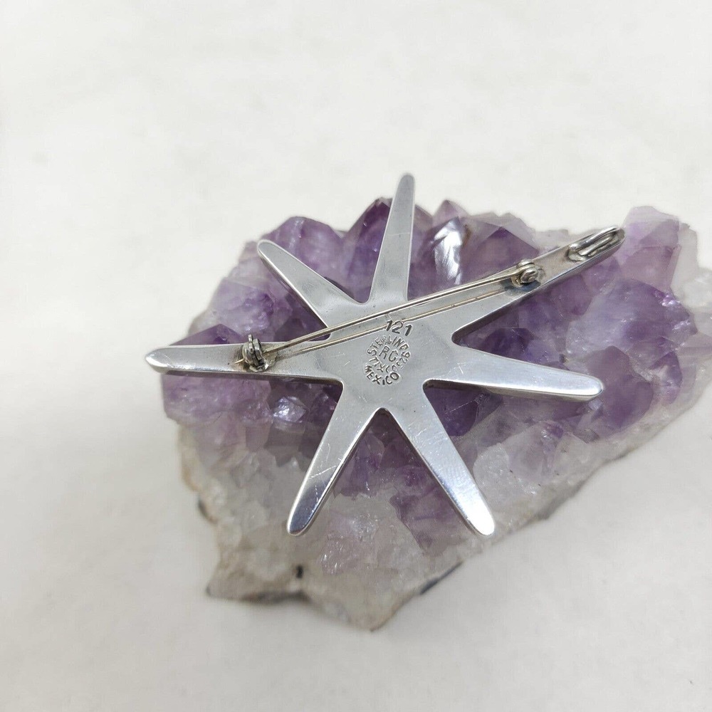 Reveriano Castillo Brooch 925 Sterling Silver Amethyst Sputnik Atomic Pendant - Picture 2 of 7